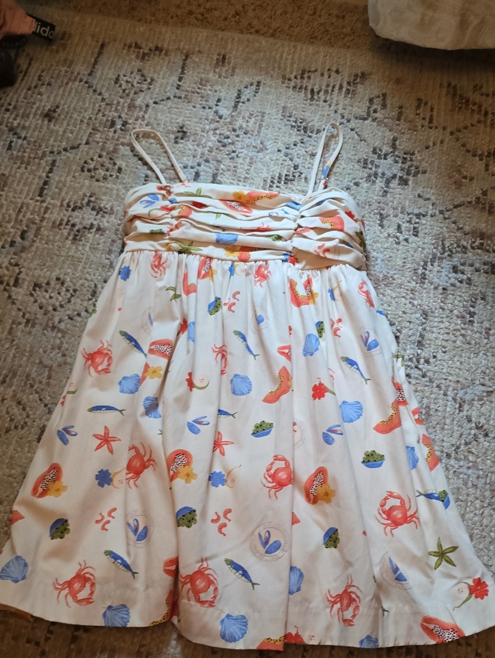 White Floral & Sea Life Print Sundress